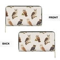thumbnail image 3 of Leather Thin Slim Wallets for Women Men - Branch Owls Clutch Card Wallet for Women Men with Zipper, 3 of 7