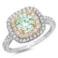 thumbnail image 2 of 1.615 ct Round Cut Simulated Green Diamond Halo Engagement Ring for Women in 18K White/Yellow Gold, 2 of 2