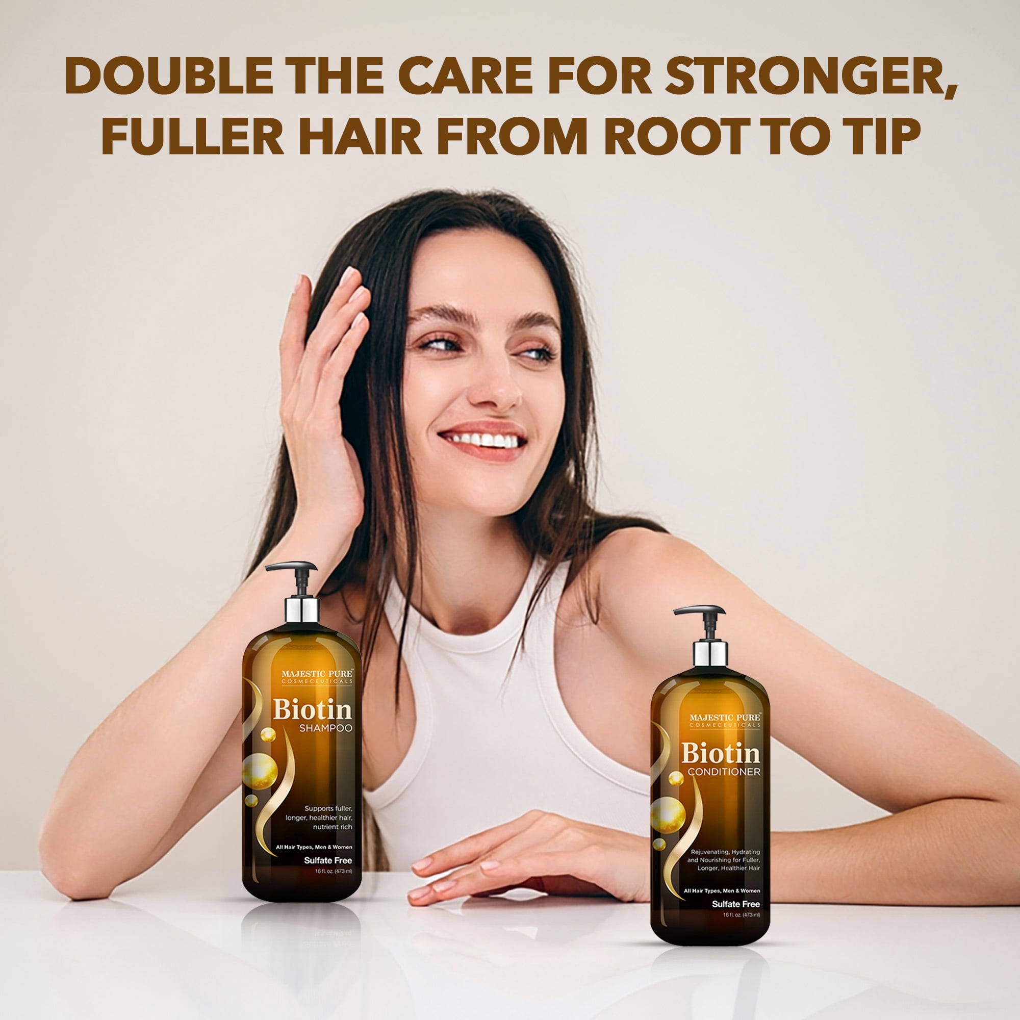 Majestic Pure Biotin Shampoo and Conditioner Set - Hydrating, Nourishing & Supporting Healthy Hair, Sulfate Free, for Men & Women - 16 fl oz Each