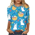 thumbnail image 3 of TaTaai Women Loose Fit Casual T-Shirt Easter Print Crew Neck Three Quarter Sleeve Pullover Top Ladies Spring Street Daily Wear No Fading Breathable High-Rated Fashion Top Gift, 3 of 7