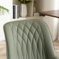 thumbnail image 3 of YOUNIKE Upholstered Desk Chair, Armless Computer Chair with Wheels，Modern Faux Leather Office Chair，Adjustable Swivel Rolling Chair，Adjustable Height，Suitable for Office, Home, Olive Green, 3 of 15