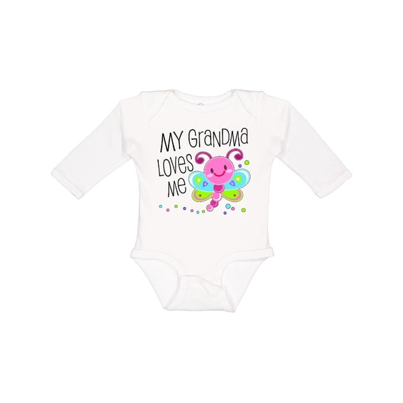 Inktastic My Grandma Loves Me Cute Dragonfly Boys or Girls Long Sleeve Baby Bodysuit