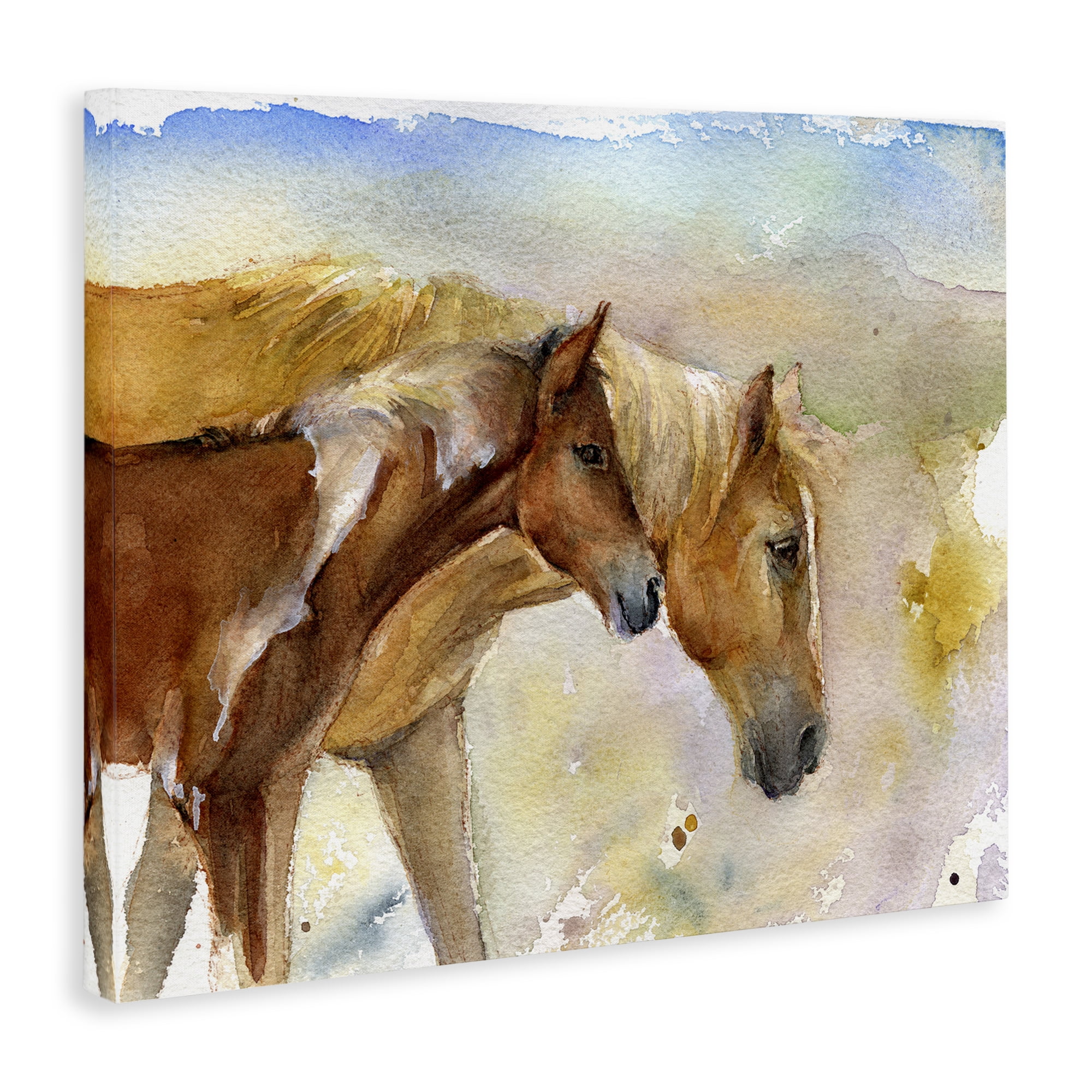 Stupell Industries Wild Horses Watercolor Animals & Insects Painting Gallery Wrapped Canvas Art Print Wall Art, 48 x 36