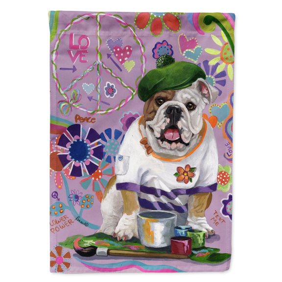 Carolines Treasures PPP3091CHF English Bulldog Flower Power Flag Canvas House Size  Large multicolor