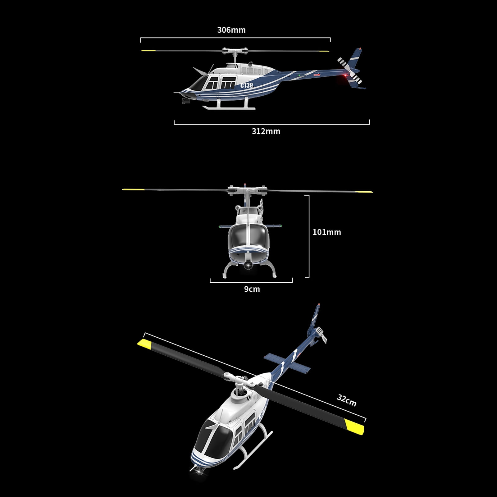 Model aircraft,Free Battery One- Battery One- Function Bell206 Helicopter 6ch Propeller Click Roll Takeoff Helicopter 6ch 33 Scale Bell206 Propeller Free Red 2 battery
