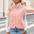 thumbnail image 3 of Fleece Vest, Audhol Womens Checkered Vest Fleece Fuzzy Zip Up Sleeveless Casual 2025 Winter Warm Outwear Vest Tops for Women Pink, L, 3 of 7