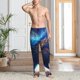thumbnail image 2 of Balery Moonlit Blue Wolf Pantalones de pijama para hombre, pijama ultraligero, pantalón de descanso-Small, 2 of 6