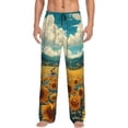 thumbnail image 2 of Lsque Field Style Bicycle Young Sunflower Print Men's Pajama Pants, Lounge Pant - Comfortable Home Wear,Elastic Waistband, Stylish Design-XX-Large, 2 of 9