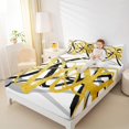 thumbnail image 4 of Erosebridal Abstract Geometric Stripes Bed Sheets King,Oil Painting Style Bedding Sets King Size,Gold Black Sheet Set King,Breathable Room Decor,4 Pieces, 4 of 7
