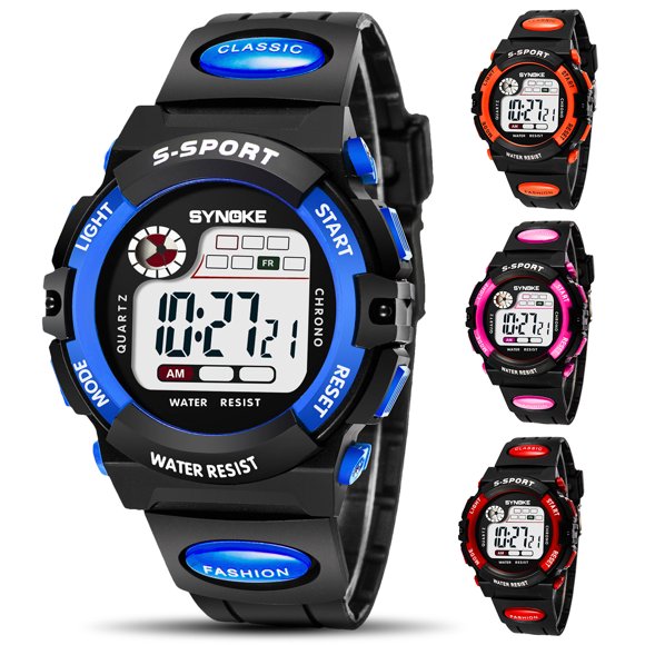Kids Digital Watch, Boys Girls Sports Waterproof Watches with Alarm Timer, Classic Wrist Watches Quartz Resin Sport Watch with Black Band For Boy Girls Children