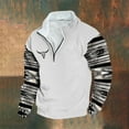 thumbnail image 2 of ZCFZJW Ethnic Style Print Long Sleeve Western Shirts for Men 1/4 Zip up Stand Collar Vintage Pattern Graphic Big and Tall Regular Fit Comfy Pullover Sweatshirts Trendy Athletic Tops White XXXL, 2 of 3