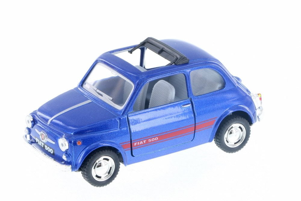 Fiat 500 Sport Light Blue Die Cast Metal Model Car 5" Kinsmart Collectable New 