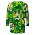 thumbnail image 5 of HOMBOM St.Patricks Day Shirts for Women Irish Graphic Tees Casual Army Green 3/4 Sleeve Shamrock Print Crewneck Womens Tops Spring, 5 of 5