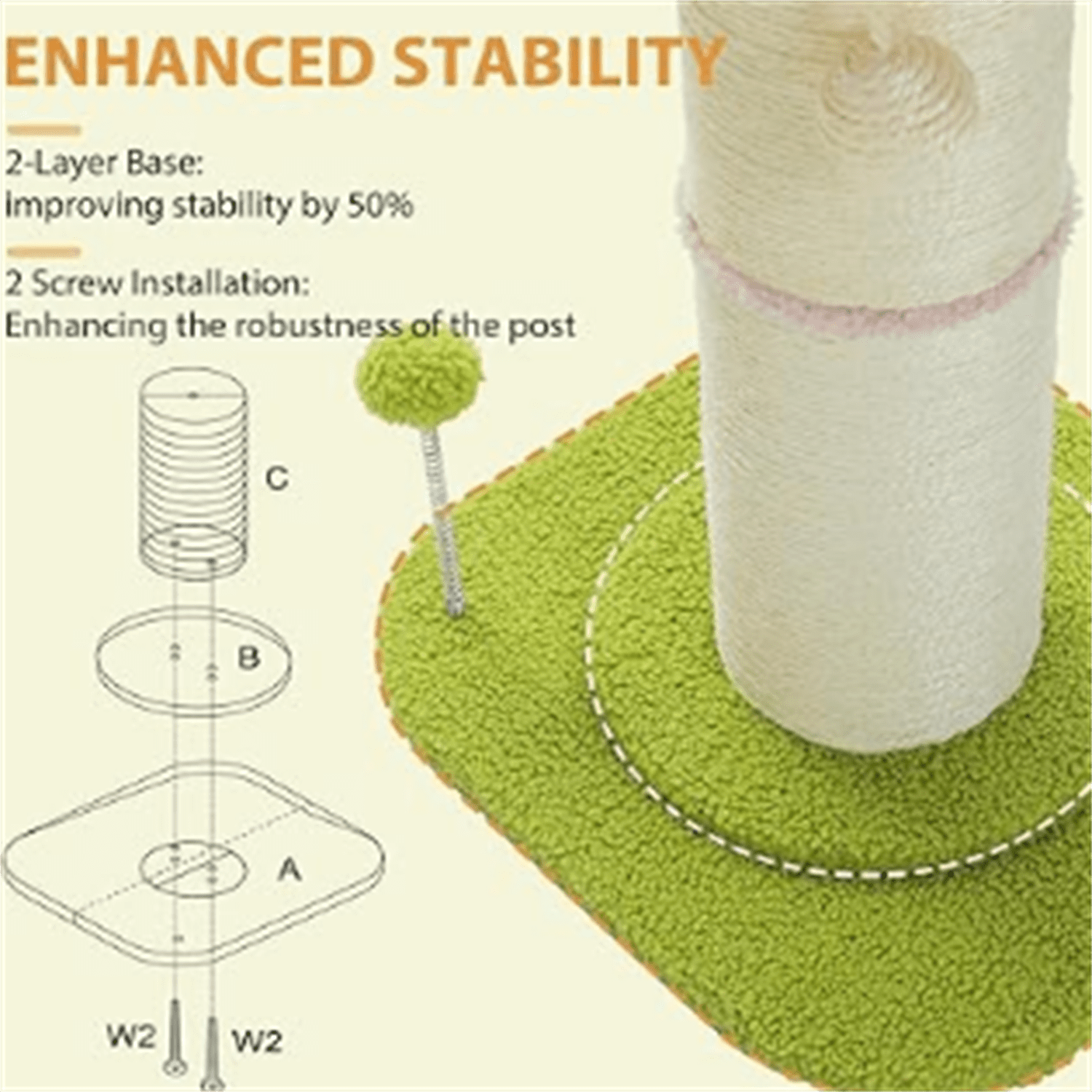 Cat Scratching Post Pink Flower Thick Post for Indoor Cats