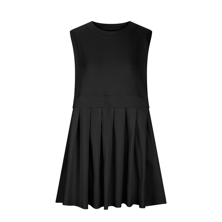 Uaswgudfs Sleeveless A-Line Flared Ruffle Hem Midi Dress - Casual Summer  Dresses for Women 2025 in Lightweight Flowy Fabric Black L - Walmart.com