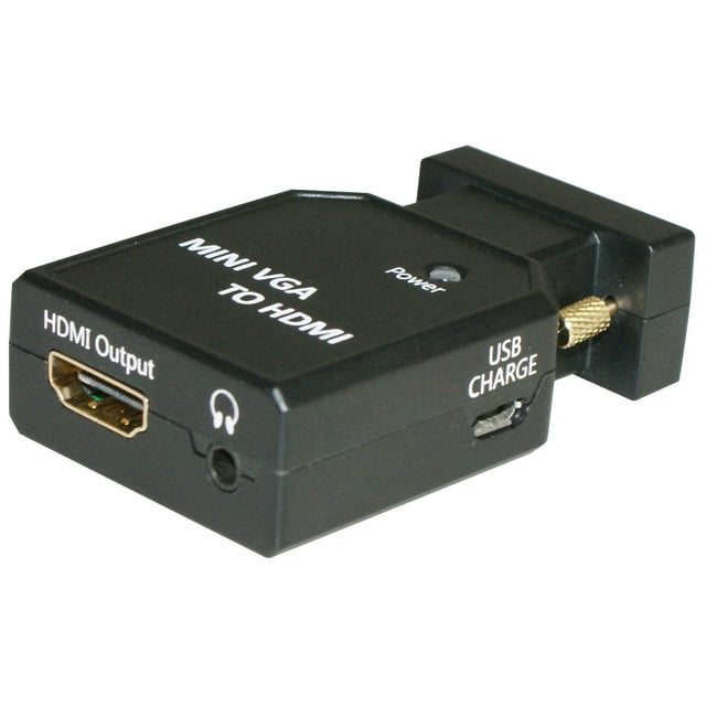 Superb Choice (VGA Male to HDMI Female) 1080P VGA to HDMI Converter Adapter Box Audio Port VGA Extension Cable Mini USB Power Cable 3.5mm Audio Cable Included