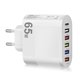 thumbnail image 2 of Nuevo estándar 65 W real 5 V/3.5 A 5 USB + cargador tipo C cabezal carga para el 6 puertos para iPhone 14 Huawei [881-5UC] (estándar europeo blanco, 2 of 2