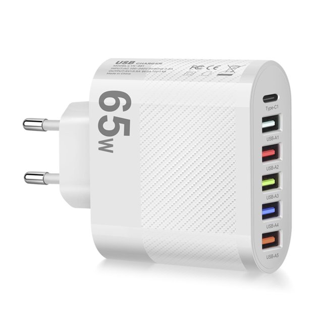 Cargador de teléfono de 65 W USB tipo C 5 V/3,5 A adaptador de cargador para iPhone (enchufe blanco de la UE) Hugtrwg Nuevos Originales