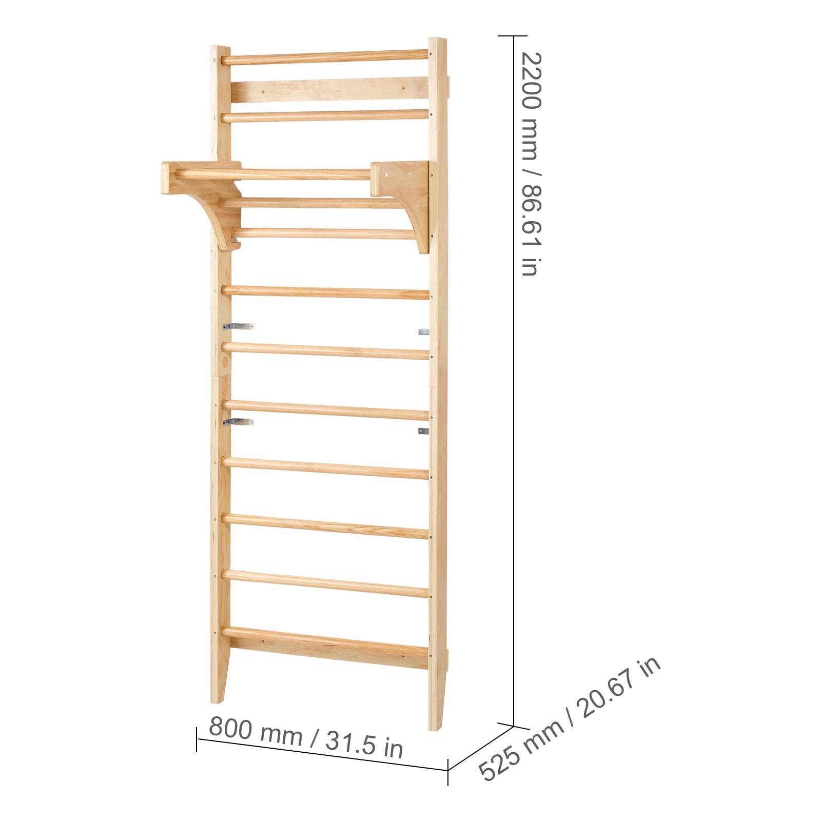KFFKFF Swedish Ladder Wall Gym Gymnastic Stall Bars with Pull‑Up Bar for Ages Kids 3+ and Adults 1 x Swedish Ladder Wall Gym, 1 x User Manual