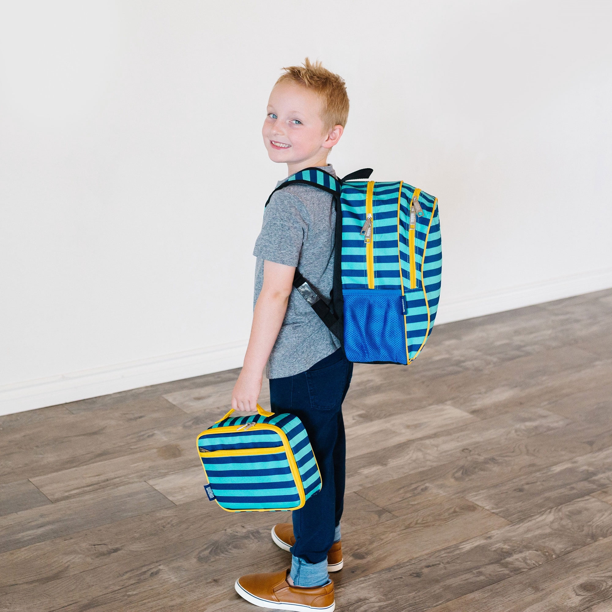Wildkin Kids 15 Inch Backpack for Boys and Girls (Blue Stripes)