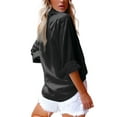 thumbnail image 5 of Sexy Dance Long Sleeve Shirts For Women Button Down Cotton Linen Tshirts Lapel V Neck Autumn Tunic Tops, 5 of 5