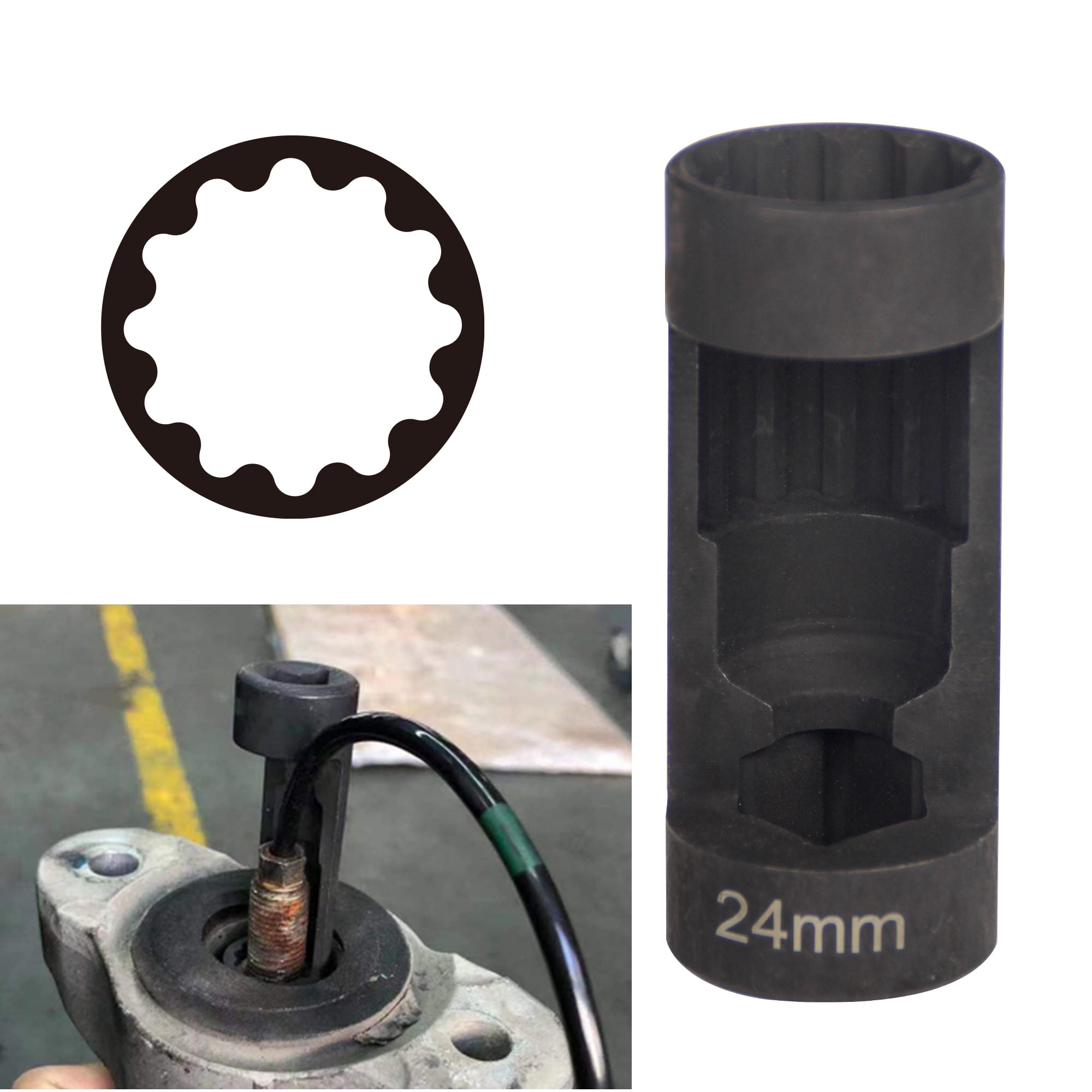 5-piece set: 18mm, 19mm, 21mm, 22mm, 24mm bracket nut sockets, 12-point, 1/2-inch drive. Suspension bracket nut socket tools, suitable for hexagon wrenches (5-piece set)