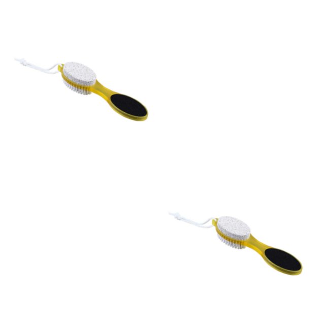 Jumpingount Lima para pies colgante de mano pedicura exfoliante removedor de piel muerta cepillo de baño herramienta de limpieza accesorios con Amarillo 2piezas