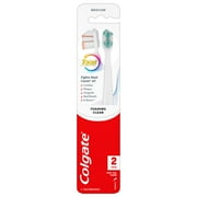 Colgate Total Active Prevention Foaming Clean Medium Toothbrush, White, 2 Pack