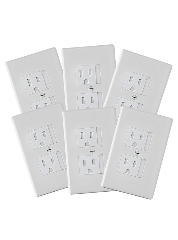 6-Pack Safety Innovations Self-Closing (1 Screw) Standard Outlet Covers - An Alternative To Wall Socket Plugs for Child Proofing Outlets, (White)