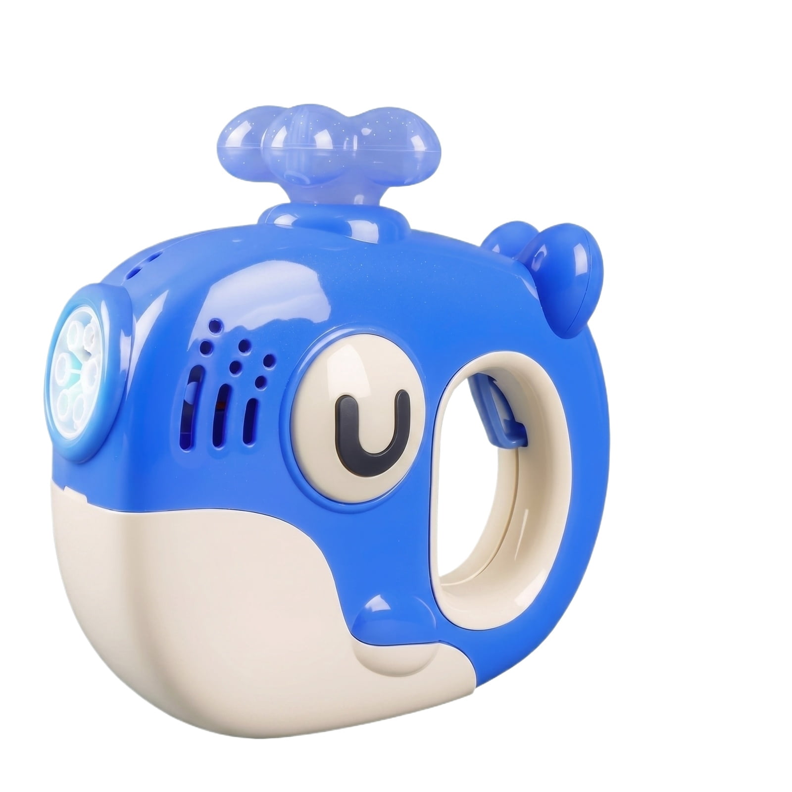 Cartoon Electric Bubble Blowing Machine with LED Lights and Music, Complete Set with Bubble Solution and USB Charging Cable for Outdoor Parties and Backyard Fun (Blue)