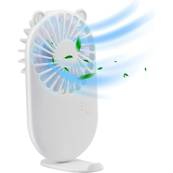 Mini ventilador USB portátil de bolsillo con soporte y 3 velocidades ajustables para viajes.