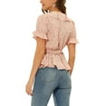 thumbnail image 4 of INSPIRE CHIC Women's Crossover V Neck Short Sleeves Ruffle Wrap Blouse, 4 of 7