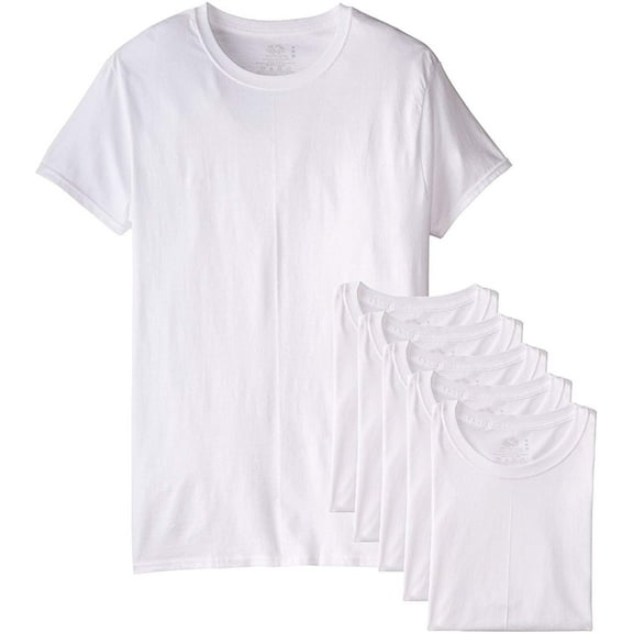 Fruit of the Loom Men's White Crew-Neck Undershirts Cotton T-shirts, 6 Pack
