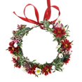 thumbnail image 4 of Boho Corona Flor Diadema Cabello Guirnalda Novia Cabeza Guirnalda Tiara Damas de Honor para Fiesta de Navidad , Rojo A Soledad corona de flores, 4 of 10