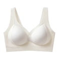 thumbnail image 4 of Gymayou Women Seamless Wireless Sports Bra With Fixed Molded Cups Gentle Lift & Moderate Gathering Everyday Bra Wide Strap Side Support White 2XL, 4 of 4