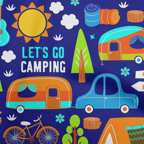 oneOone Cotton Flex Royal Blue Fabric Camping Sewing Craft Projects Fabric Prints By Yard 40 Inch Wide