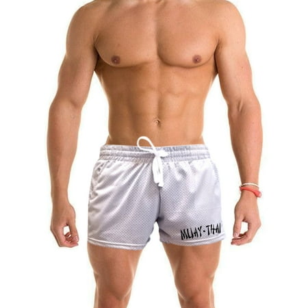 Men's Muay Thai Fighter V442 Gray Mesh Gym Shorts