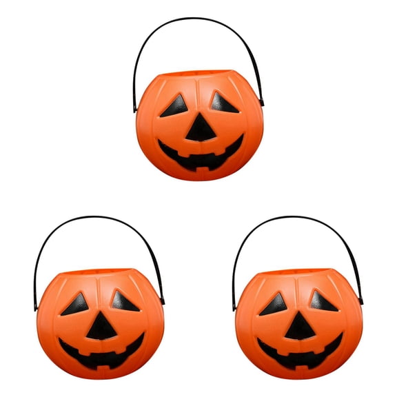 Halloween Pumpkin Buckets with Handles - Trick or Treat Candy Collection Pails for Kids Halloween Party Supplies - Portable Pumpkin Shaped Containers for Candy Storage and Decor