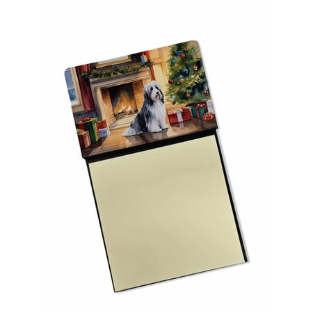Bearded Collie Cozy Christmas Sticky Note Holder 3.25 in x 5.25 in