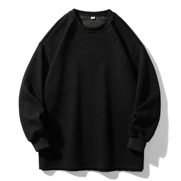 pstuiky camisas de manga larga para hombre, Sudadera informal de manga larga con cuello redondo y color liso para hombre camisetas de hombre xl
