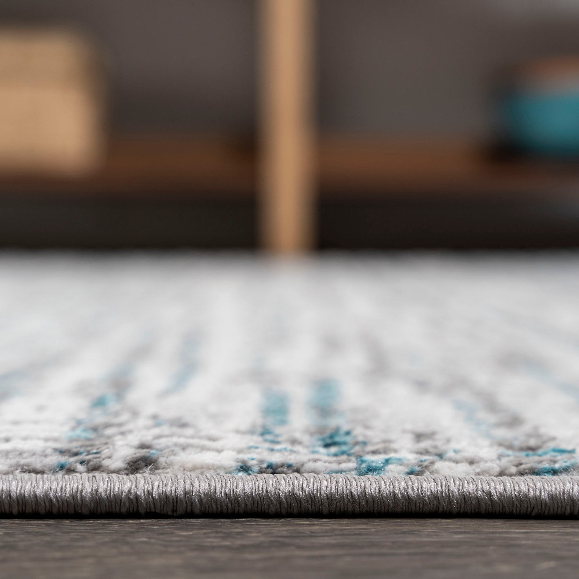 JONATHAN Y SILK ORCHID 2 x 10 Runner Rug, Loom Strie - Gray/Turquoise, SOR200B-210