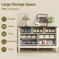 thumbnail image 3 of YouTrend 7 Drawer Farmhouse Dresser,Wood Adult Rustic Chest of Drawer with Metal Handles for Bedroom Living Room Hallway,Burlywood & White, 3 of 11