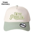 thumbnail image 4 of I'm THE Problem Letter Embroidered Color Block Trucker Hat Unisex Adjustable Cotton Breathable Fashion Cap for Travel Daily Wear, 4 of 6