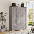 thumbnail image 6 of Brafabhome 62"H Wooden Armoire Wardrobe Closet with 2 Drawers, 3 Doors Modern Wardrobe Cabinet with Mirror and Adjustable Shelf for Clothes Coats, Gray, 6 of 8