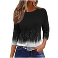 thumbnail image 5 of Cutuoiiu Women's Fashion Printed 3/4 Sleeve T-shirts Loose Crew Neck Tops Gifts, 5 of 6