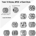 thumbnail image 6 of 80pcs Tibetan Loose Beads 9.5-11mm Alloy European Beads Hollow Filigree Antique Silver Spacer Beads, 6 of 8