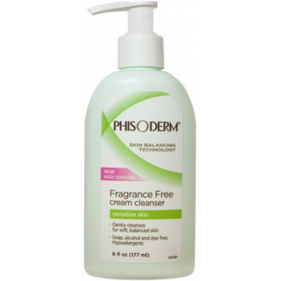 pHisoderm Fragrance Free Cream Cleanser For Sensitive Skin 6 oz (Pack of 2)