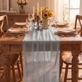 thumbnail image 2 of Sm:)e Pearl Grey Gauze Table Runner 120 Inch 10FT, Table Decor for Wedding Anniversary Birthday Outdoor Home Party Table, 2 of 6