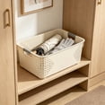 thumbnail image 5 of Extra Large Plastic Storage Bin with Handle – Stackable Organizer Bins for Home, Kitchen, Bathroom & Closet – Durable, Lightweight, Deformation-Resistant Containers for Toys, Clothes White C, 5 of 6