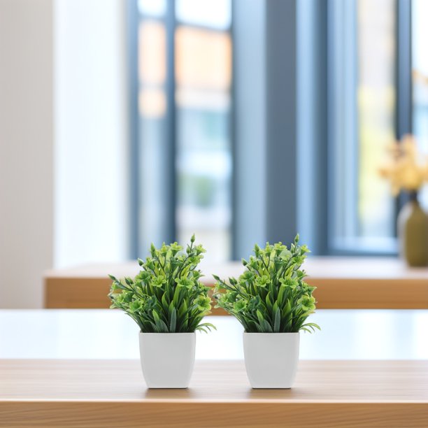 WEUVEB 2Ud Plantas Decorativas Artificiales Para Interiores Con Maceta Resistente Y Realismo Natural